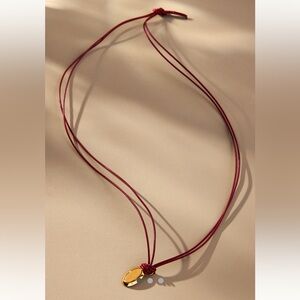 NWT Anthropologie Hermina Athens Angel Oval Leather Cord Necklace